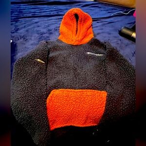 Champion Navy and Orange Sherpa Hoodie